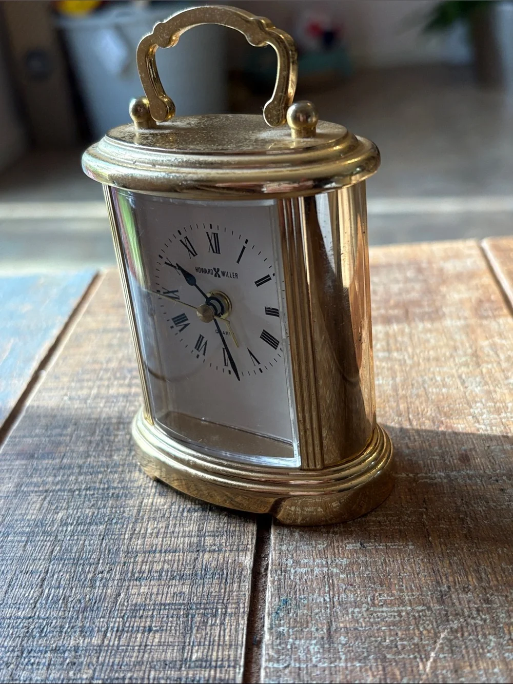 Vintage Howard Miller Gold Table Clock - Classic Brass Finish Working